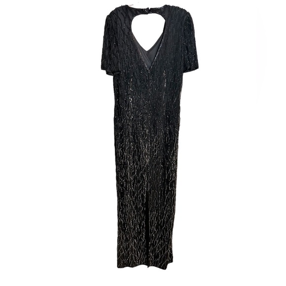 Mark & John By Gopal Black Sequin Beaded Full Length Evening Gown Size Small - Picture 2 of 9